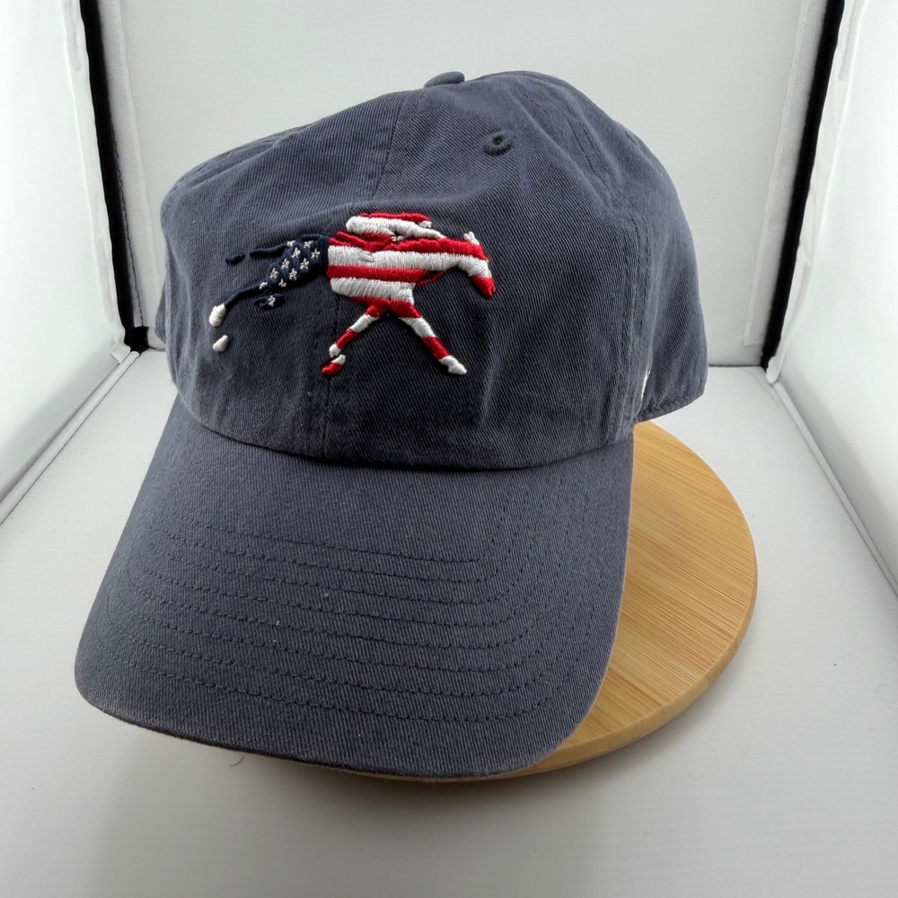 American Flag Racehorse Embroidered Hat Patriotic Horse Racing Track Cap